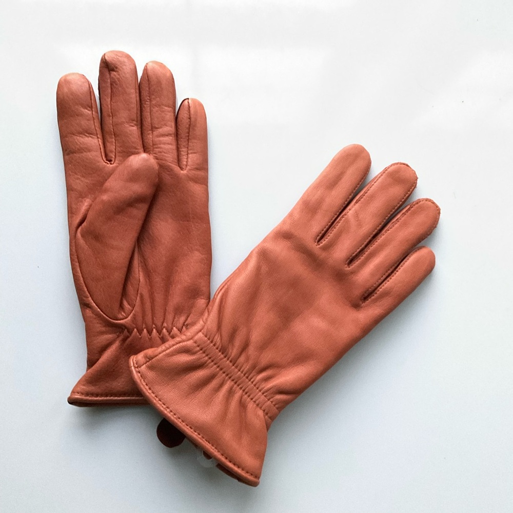 Rust orange leather gloves NWT